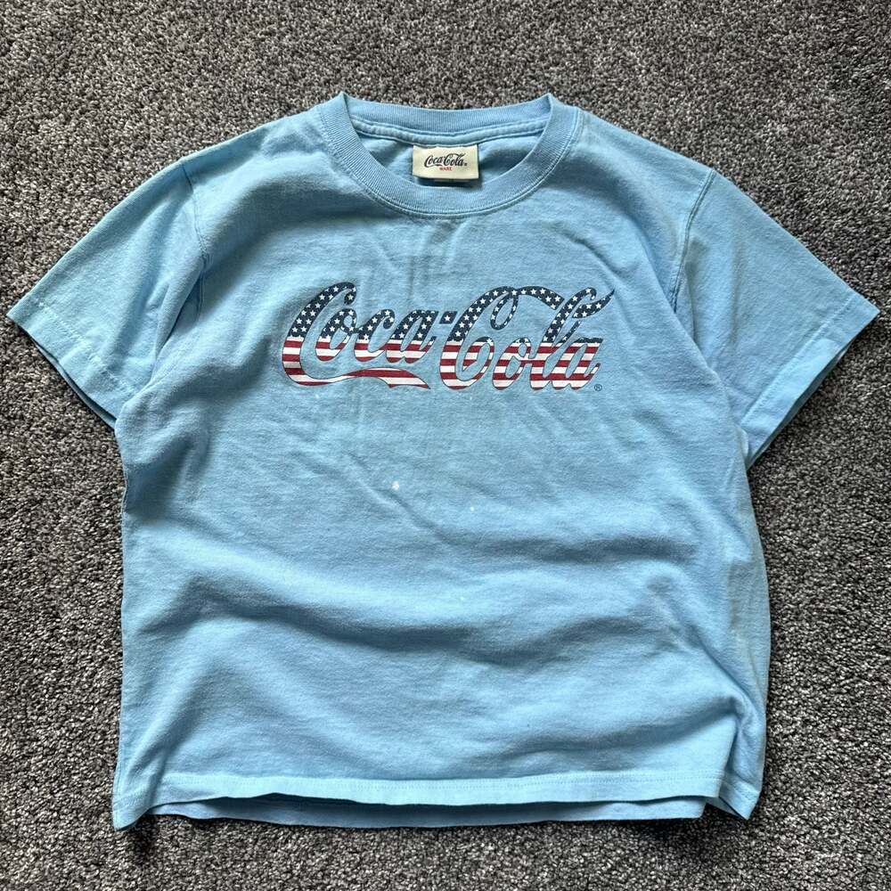 Vintage Coca-Cola Wear USA T-Shirt Youth Large Made in USA American Flag Graphic